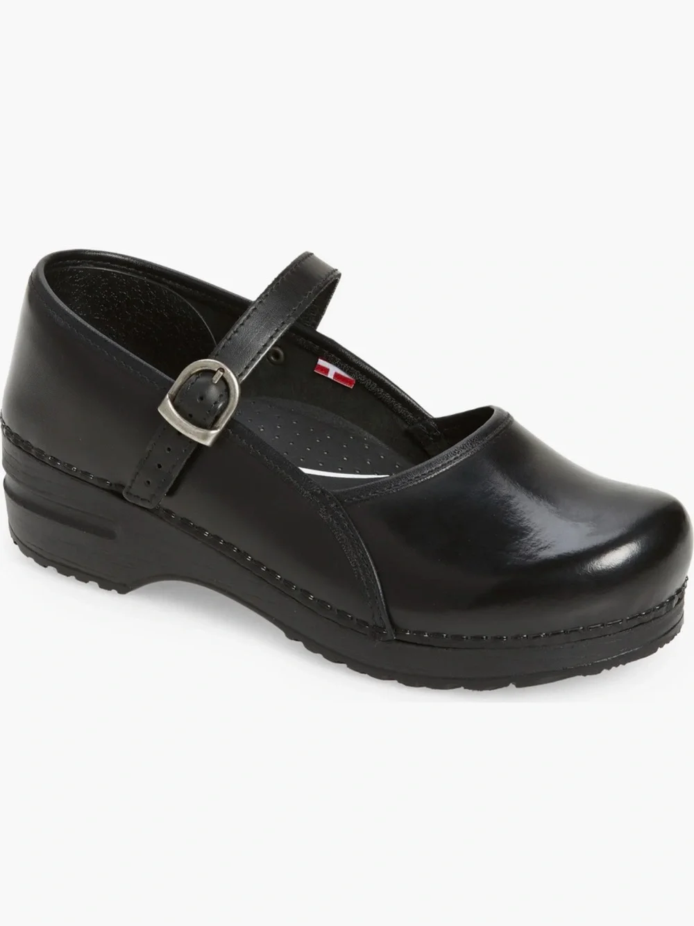Sanita Black Mary Jane Kids' Clogs with Buckle